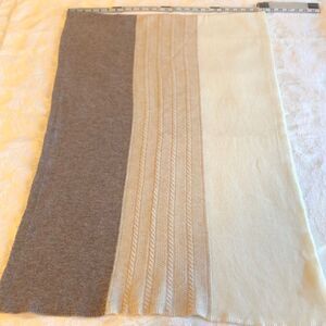 SCARF . Soft 3 colors - light lavender, tan, cream w imperfections 75" L X 24" W